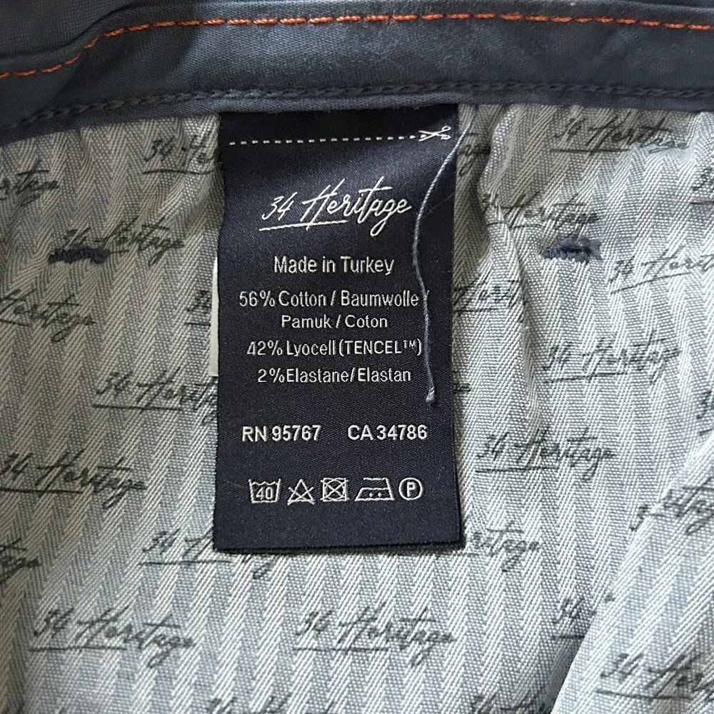 34 Heritage Men's Courage Straight Leg Pants In Dark Denim Twill NWT - 34x32